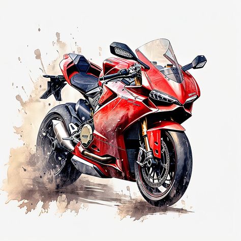 Motorcycle Art Painting, Ducati Panigale V4, Moto Ducati, Panigale V4, Motorcycle Artwork, Coffee Shop Photography, Motorcycle Drawing, Image Moto, Bike Drawing