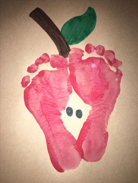 Footprint Apple Infant Sensory, Daycare Art, Apple Week, Baby Art Crafts, Infant Daycare, A Is For Apple, Infant Art, September Crafts, Infant Room