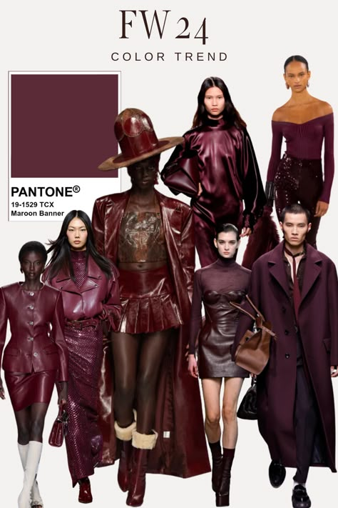 #FW24COLORTRENDS #COLORTRENDS #FALLFASHION #PANTONE #COLORTRENDSFORFALL24 Colors That Go With Burgundy Outfits, Aw 2024-2025, Winter Colours 2024, Fashion Autumn 2024 Trends, 2025 Colour Trend, Fall Winter 2024 Fashion Trends, Fashion Trend Fall Winter 2024-2025, Burgundy Pantone, Fw24 Runway