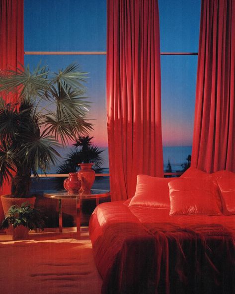 1980s / mysterious red interior 🍒 Wall posters now available on liminaldestinations.com (link in bio!) • • • • (AI images — MJ 6) #80sinterior #1980sinterior #80saesthetic #1980s #80svibes #80snostalgia #80sdecor #80s #vintage #interiordesign #homedecor #luxuryhomes Motel Room Aesthetic, 1980 Interior Design, 80s Design Interiors, Vintage Glamour Bedroom, 80s Mansion, Retro Futurism Architecture, 80s Futurism, 80s House Interior, Vintage 80s Aesthetic