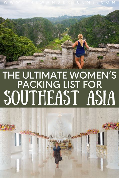 The Ultimate Women's Packing List for Southeast Asia Asia Packing List For Women, Vietnam Packing List For Women, South East Asia Packing List, Packing For South East Asia, Packing List Backpacking Asia, Backpacking Southeast Asia Packing Lists, Vietnam Packing List, South East Asia Itinerary, Southeast Asia Packing List