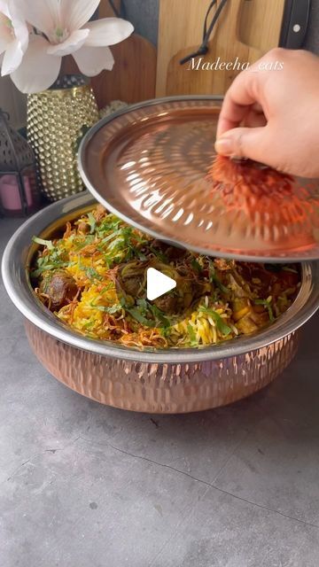 Madeeha Qureshi | MasterChef UK 2021 🇬🇧 on Instagram: "HYDERABAD DUM BIRYANI - EID UL ADHA SPECIAL   After my hugely successful chicken biryani, the most requested biryani is here, which is perfect for Eid Ul Adha.  This is my favourite biryani of all time. Where meat and rice get cooked together to bring the ultimate biryani experience.  This is hyderabad’s famous kacche gosht ki biryani where the whole dish gets cooked on dum. It is a flavour bomb of mint, coriander, masala and barista (fried onions)  Lovingly made in @kitchenking.uk pots   The full recipe is linked in my bio   #biryani #hyderabad #foodie #indianfood #hajj2024 #eiduladha #cooking #dumbiryani #food #mealprep #trending #easyrecipes #explore" Desi Khana, Dum Biryani, Chicken Biryani, Eid Ul Adha, Biryani Recipe, Cooking Together, Fried Onions, Indian Recipes, Biryani