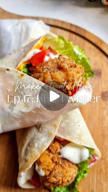 Rafia Mazhar on Instagram: "HERE'S HOW TO MAKE IT ⤵️ ⠀⠀⠀⠀⠀⠀⠀⠀⠀ Make it at Home Episode 17 - KFC Twister 🌯  Recipe Sauce 1/2 cup mayonnaise  2 tbsp lemon juice  1 tsp fresh black pepper   • Mix all ingredients and set aside  To Assemble  KFC Chicken Popcorn (recipe in previous reel) 2 flour tortillas  Chopped tomatoes Lettuce leaves Cheese slices   • Take a tortilla and fill with sauce, chicken, tomatoes, lettuce and cheese • Roll and toast on both sides on a hot pan • Serve  ⠀⠀⠀⠀⠀⠀⠀⠀⠀ HAVE A QUESTION? ✏ Leave a comment  ⠀⠀⠀⠀⠀⠀⠀⠀⠀⠀⠀⠀⠀⠀⠀⠀⠀⠀ 💾 Save this recipe for later 💌 Share with someone who loves KFC Twister ✨✅ Follow @rafmazcooks for more easy recipes and kitchen tips! . . . . . #kfctwister #feedfeed #kfc #kfcchickenpopcorn #kfcstyle #easyrecipe #friedchicken #chickennuggets #foodcont Kfc Rolls Recipe, Twister Wrap Kfc, Kfc Twister Wrap Recipe, Kfc Twister, Chicken Popcorn Recipe, Twister Recipe, Chicken Popcorn, Kfc Chicken Recipe, Popcorn Chicken Recipe