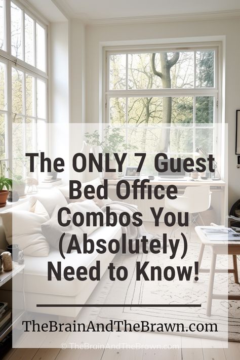 👉FREE Mini-Design Guide!👈🤗 Need the perfect classic modern office guest room combo? You’re 100% in the right place! We’re giving you the only 7 types of guest bedroom ideas you (actually) need to know about! #officeguestroom #guestbedroom #officeguestbedroomcombo #ideas #designinspo #small #homeinterior Formal Living Room And Office Combo, Office In Bedroom Ideas Room Dividers, Guest Bedroom And Closet Combo, Guest Room With Trundle Bed, Office To Guest Room, Attic Office Bedroom Combo, Home Office Desks In Middle Of Room, Bedroom Plus Office Ideas, Trundle Guest Bedroom Ideas