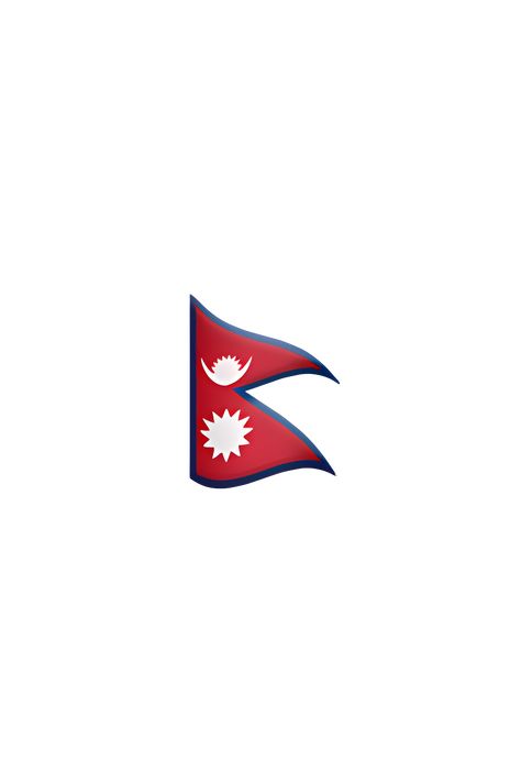 The emoji 🇳🇵 Flag: Nepal depicts a rectangular flag with a blue border and a crimson red background. In the center of the flag, there is a white emblem that consists of a crescent moon and a sun, which represents the hope for a long life and prosperity. Above the emblem, there are eight white rays that represent the eight provinces of Nepal. The flag is symmetrical and has a simple yet striking design. Flag Nepal, Nepali Flag, Flag Of Nepal, Flag Emoji, Apple Emojis, Nepal Flag, Youtube Banner Template, Flag Tattoo, The Emoji