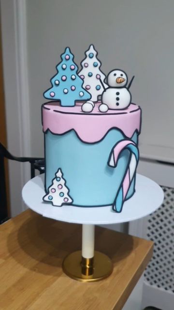 Comic Christmas Cake, Christmas Comic Cake, Carton Cake, Cartoon Cake Design, Comic Cake, Fondant Cake Designs, Christmas Comics, Christmas Cake Designs, Xmas Cake