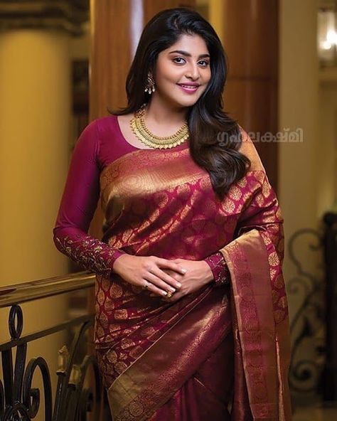 Full Sleeves blouse on Kanjeevaram Saree Full Sleeves Blouse Designs, India Actress, Hand Collection, Keep Me Stylish, Netted Blouse Designs, Blouse Ideas, Full Sleeve Blouse, Saree Blouse Neck Designs, Sari Blouse Designs