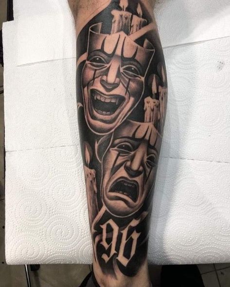 Anarchist Tattoo, Tato Joker, Cholo Tattoo, Calf Sleeve Tattoo, Pop Culture Tattoos, Gangster Tattoo, Culture Tattoos, Full Leg Tattoos, Realistic Tattoo Sleeve