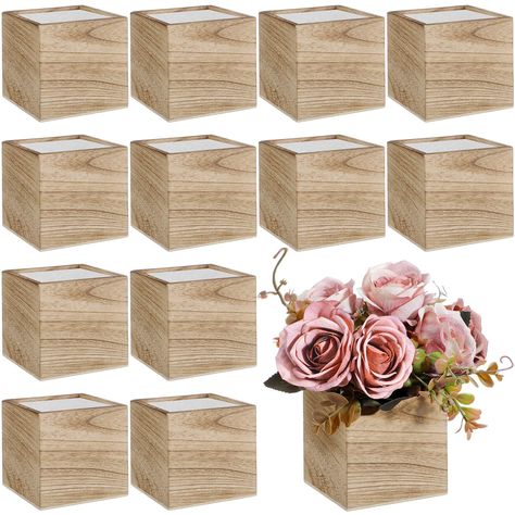 PRICES MAY VARY. Convenient Package: you will receive 12 pieces of wood boxes for centerpieces and 12 pieces of removable foam blocks liners, which can meet your needs for DIY projects, centerpiece display and farmhouse decorations, decorating your room Proper Size to Use: the wooden planter boxes measure about 4 x 4 x 4 inches/ 10.2 x 10.2 x 10.2 cm, and 0.47 inches in thickness, and the craft foam block is about 3.5 x 3.5 x 2 inches; It can easily be put on the table, windowsill, shelf and cou Demon Slayer Centerpieces, Fall Bridal Shower Centerpieces, Diy Flower Centerpieces, Wood Flower Box, Inexpensive Wedding Centerpieces, Kids Party Centerpieces, First Birthday Centerpieces, Diy Baby Shower Centerpieces, Rustic Table Centerpieces