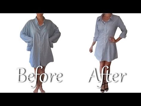 How to Turn a Thrifted Men's Shirt into a Dress - YouTube Upcycle Mens Dress Shirt, Mens Shirt Refashion Dress, Dress Shirt Refashion, Refashion Dress, Mens Shirt Refashion, Collar Shirt Men, Formal Shirt Dress, Upcycle Shirt, Shirt Refashion