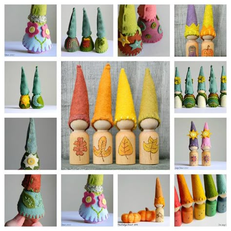 Wooden Gnomes, Waldorf Crafts, Wood Peg Dolls, Diy Rainbow, Felt Fairy, Peg People, Clothespin Dolls, Pin Doll, Waldorf Toys