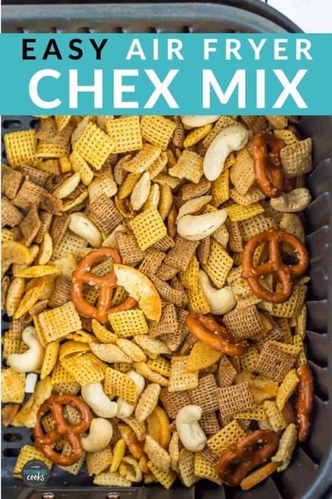 Trail Mix In Air Fryer, Chex Mix Air Fryer, Air Fryer Chex Mix Recipes, Crock Pot Chex Mix Recipes, Quick Air Fryer Snacks, Xmas Traditions, Chex Mix Original, Chex Mix Recipes Original, Original Chex