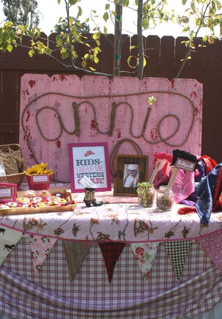 Photo 4 of 31: Country, Cowgirl, Pony / Birthday "Annie's 6th Birthday Pony Party" | Catch My Party Pony Birthday Party Ideas, Sheriff Callie Birthday Party, Sheriff Callie Birthday, Pony Birthday Party, Rodeo Party, Country Birthday, Horse Birthday Parties, Cowgirl Birthday Party, Annie Oakley