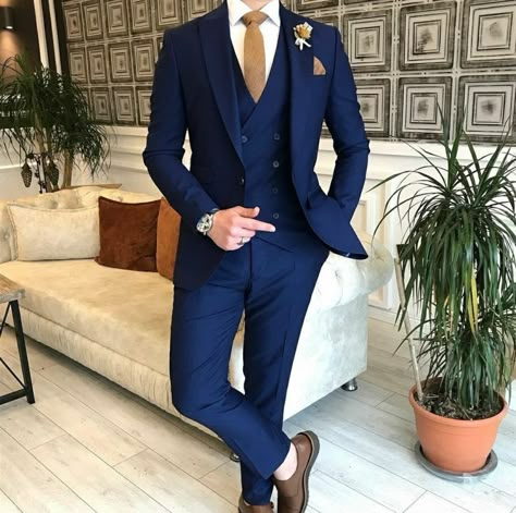 Navy Blue Suit Men, Navy Slim Fit Suit, Terno Slim Fit, Woolen Suit, Best Wedding Suits, Dark Blue Suit, Blue Suit Men, Blue Suit Wedding, Classy Suits