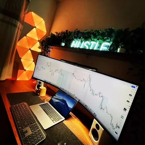 Trading Desk, Home Studio Setup, Forex Trading System, Gaming Setups, Trading Quotes, Trading Charts, Home Office Setup, Room Setup, Day Trading