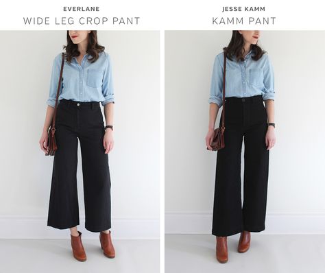 Navy Cropped Wide Leg Pants Outfit, Crop Black Pants Outfit, Everlane Wide Leg Crop, Everlane Wide Leg Pants, Wide Cropped Pants Outfit, Crop Wide Leg Pants Outfit, Black Cropped Pants Outfit, Wide Leg Crop Pants Outfit, Cropped Wide Leg Pants Outfit