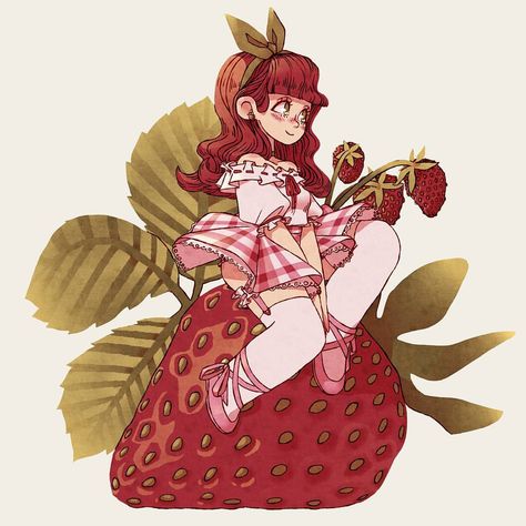 Strawberry Shortcake Fanart, Strawberry Shortcake Cartoon, Strawberry Girl, Short Cake, Foodie Art, Beautiful Drawings, Cute Art Styles, Sketchbook Art Inspiration, Cartoon Art Styles