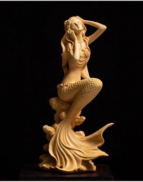 Women of the Water… Wood Whittling, Mermaid Home, Mermaid Statue, Carved Mermaid, Mermaid Home Decor, Mermaid Sculpture, Mermaid Stuff, Pagan Decor, Mermaid Statues