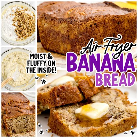 Airfryer Banana Bread, Banana Air Fryer Recipes, Banana Bread 2 Bananas, Banana Air Fryer, Air Fryer Banana Bread, Air Fryer Banana, Bisquick Recipes, Fried Bananas, Make Banana Bread