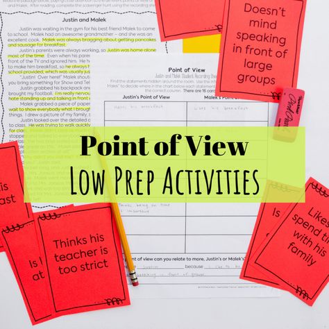 A Free Point of View Activity | Teaching Made Practical Third Person Omniscient, Teaching Point Of View, Elementary Art Curriculum, Authors Point Of View, Middle School Activities, First Day Activities, Reading Comprehension Strategies, Higher Order Thinking, Authors Purpose