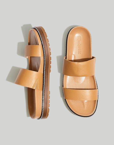 Madewell Sandals, Leather Industry, Sandals Outfit, Madewell Shoes, Leather Slide Sandals, Comfy Shoes, Leather Slides, Sandals Summer, Walk On