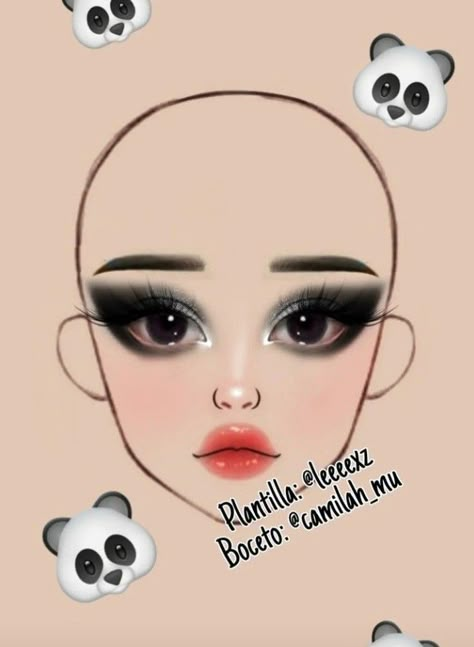 Panda Inspired Makeup, Cute Panda Makeup, Panda Eyes Makeup, Panda Makeup Cute, Panda Makeup, Makeup Charts, Animal Makeup, Anime Eye Makeup, Face Charts