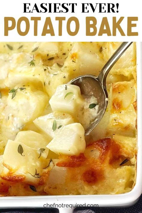 Easy Potato Bake, Au Gratin Potatoes Easy, Creamy Potato Bake, Potato Bake Recipe, Cheesy Potato Bake, Easy Baked Potato, Baked Potato Slices, Cheesy Potatoes Recipe, Potatoes In Oven