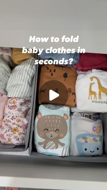 YAYBaby! on Instagram: "👶 Watch how I fold baby clothes quickly and neatly!  Struggling with your little one’s messy wardrobe? Discover our amazing tips and tricks to keep everything neat and tidy. From quick folding hacks to smart drawer dividers, this system even helps my husband find things easily!  Check out the video and then tap the link in our bio for the full guide on my blog. Say goodbye to clutter and hello to an organized life! 💪✨  #BabyOrganization #ParentingTips #BabyWardrobe #OrganizedLiving #ParentingHacks #MomLife #BabyClothes #NeatAndTidy #EfficientLiving #BabyStorage #FamilyLife" Folding Baby Clothes Organizing, How To Fold Baby Clothes, Baby Drawer Organization, Messy Wardrobe, Folding Baby Clothes, Baby Drawer, Baby 2024, Folding Hacks, Baby Storage