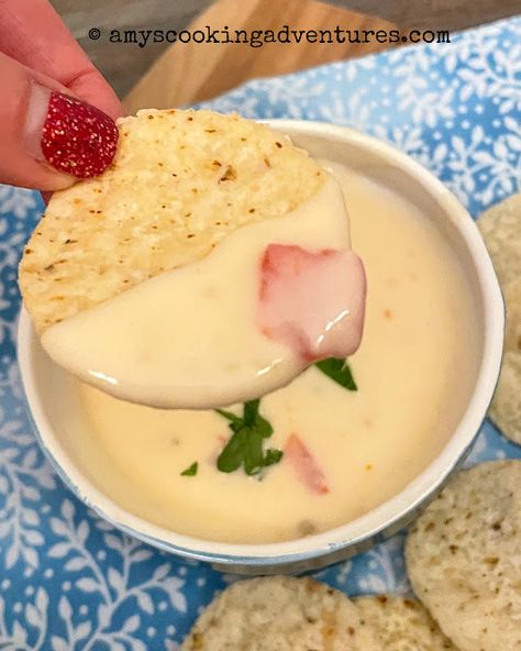 Pepper Jack Queso (Queso Blanco) Pepperjack Queso Dip, Pepper Jack Queso, White Queso Dip With Pepper Jack Cheese, Queso Dip Pepper Jack Cheese, 5 Ingredient White Queso Dip, Queso White American Cheese, White Caso Dip Queso Blanco, Queso Blanco Recipe, Cheddar Cheese Dip