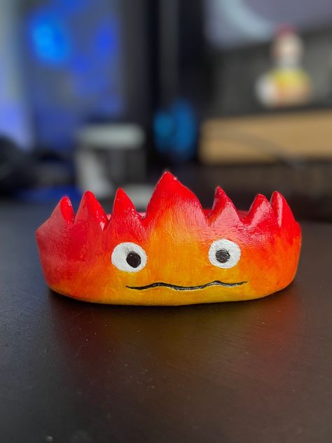 Calcifer Coaster, Howls Moving Castle Fire, Calcifer Clay, Howls Moving Castle Anime, Studio Ghibli Clay, Clay Coaster, Castle Anime, Clay Coasters, Fire Demon