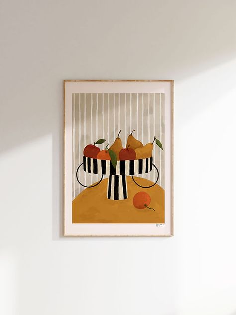 fruit prints | Frankie Penwill Grey Striped Walls, Striped Bowl, Interior Design Template, Kids Blankets, Gift Newborn, Baby Comforter, Fruit Art, Newborn Baby Gifts, Gsm Paper