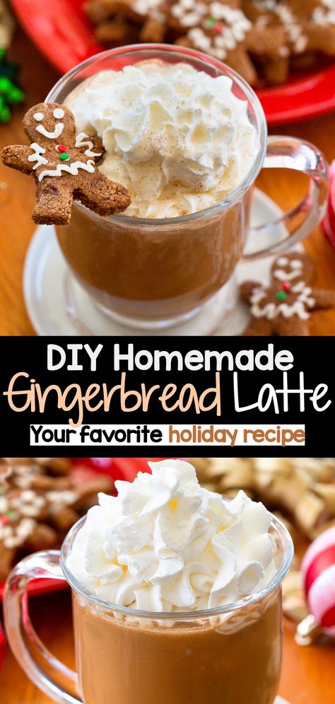 Gingerbread Drink Recipe, Gingerbread Drink, Gingerbread Latte Recipe, Starbucks Copycat Recipes, Holiday Coffee Drinks, Vegan Beverages, Flourless Muffins, Healthy Pumpkin Spice Latte, Gingerbread Man Recipe