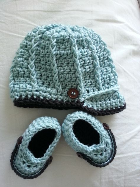 free crochet baby bootie patterns | Newborn Baby Boy Crochet Hat & Booties Set | myloveforcreativity Baby Boy Crochet Hat, Boy Crochet Hat, Crochet Onesie, Baby Boy Crochet, Crochet Hats For Boys, Boy Crochet, Newborn Crochet Patterns, Crochet Baby Booties Pattern, Shoes Crochet