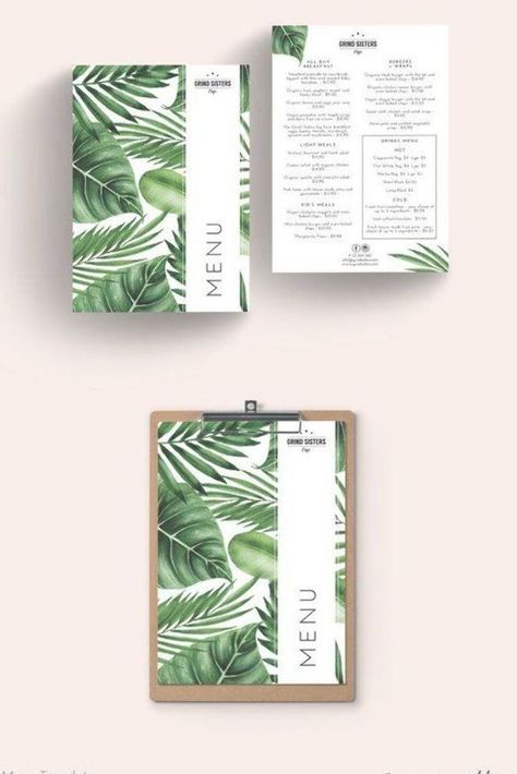 Menu Coffee Shop, Tropical Branding, Vegan Quesadilla, Menu Coffee, Branding Minimalist, Template Restaurant, Cafe Menu Design, Diy Menu, Coffee Shop Menu