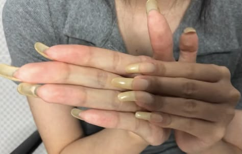 God Nails, Long French Tip Nails, Long French Tip, Nails Real, Beautiful Long Nails, Long Natural Nails, Long Toenails, Real Nails, Curved Nails