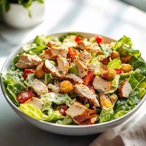 Chicken Caesar Salad Recipe | Easy and Classic Caesar Chicken Salad, Creamy Caesar Dressing, Chicken Caesar Salad Recipe, Caesar Chicken, Caesar Salad Recipe, Chicken Caesar, Chicken Caesar Salad, Caesar Dressing, Easy Salad Recipes