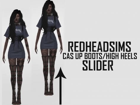 CAS UP BOOTS/HIGH HEELS SLIDER - The Sims 4 Download - SimsDomination Sims 4 Cc Sliders Shoes, Sims 4 Cc Height Slider, Sims Sliders, Sims 4 Boots, Sims 4 Sliders, Sims 4 Presets, Body Presets, Sims Gameplay, Sims Baby