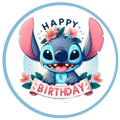 Stitch Printables Free, Birthday Stitch Wallpaper, Stitch Happy Birthday, Stitch Birthday Cake Topper, Stitch Cake Topper Printable, Lilo And Stitch Happy Birthday, Happy Birthday Stitch Disney, Lilo And Stitch Cake, Lilo En Stitch