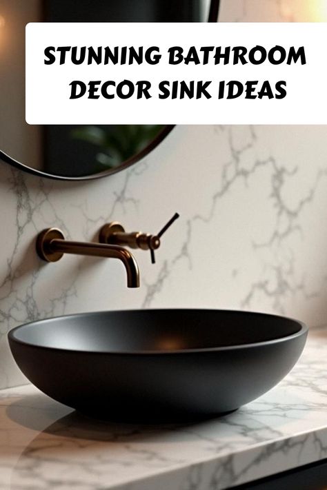 Stunning Bathroom Decor Sink Ideas Black Bathroom Sink Bowl, Black Vessel Sink Bathroom, Small Bathroom Countertop, Bathroom Decor Sink, Black Vessel Sink, Bathroom Sink Bowl, Sink Styles, Small Bathroom Makeovers, Sink Inspiration