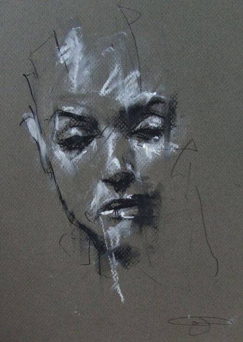 Black Chalk Drawings, Chalk Portraits, Circus Wall Art, Guy Denning, Portraiture Art, Black And White Art Drawing, Charcoal Art, Toned Paper, Portrait Sketches