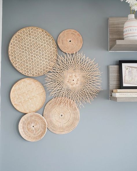 Flat Baskets, Wall Hangings, Wall Arts, and Tapestries... Rattan Wall Decor, Basket Wall Hanging, Rattan Wall, Basket Wall, Basket Wall Decor, Wall Basket, Hand Woven Baskets, Metal Kitchen, Red Kitchen