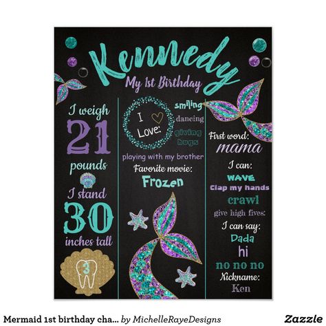 1st Birthday Poster, Mermaid 1st Birthday, Milestone Chalkboard, 1st Birthday Chalkboard, Mermaid Birthday Party Decorations, Glitter Mermaid, Chalkboard Poster, Twins 1st Birthdays, Chalkboard Poster Birthday