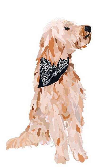 Goldendoodle Art, Cute Goldendoodle, Goldendoodle Pictures, Pet Drawings, Dog Portraits Painting, Custom Pet Art, Procreate Ipad Art, Puppy Art, Leaf Painting