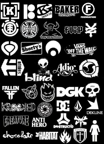 Popular Skate Logos Skate Brands Logo, Independent Skate Logo, Skateboard Brands Logo, Skate Logo Design, Skate Brand Logo, Skateboard Logo Design, Simon Walker Design, Skate Branding, Skate Girl Outfit