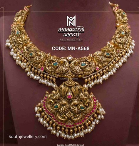 Nakshi Necklace, Gold Inspo, Necklace Set Indian Bridal Jewelry, Pretty Gold Necklaces, Gold Peacock, Bridal Necklace Designs, Neck Pieces Jewelry, Gold Bridal Necklace, Antique Necklaces Design