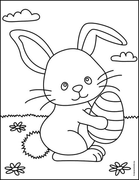 Easy How to Draw the Easter Bunny Tutorial and Coloring Page Easter Bunny Easy Drawing, Easter Drawings For Kids, Draw Easter Bunny, Chalk Animals, Easter Bunny Drawing, Easter Bunny Coloring Pages, Coloring Pages Easter, Drawing Easter, Mickey Drawing