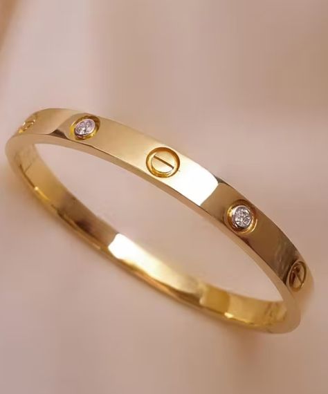 Golden Kada For Woman, Bangles For Women Gold, Kada Design, Cartier Love Bangle, Cartier Bangle, Women Gold Jewelry, Galaxy Jewelry, Ladies Bangles, Gold Bracelet Simple