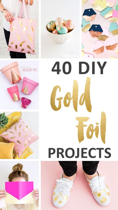 Love Gold? Try These 40 DIY Gold Leaf Paper Crafts. | Ideahacks.com Gold Flake Crafts, Gold Foil Art Diy, Gold Leaf Ideas, Coolest Crafts, Diy Gold Leaf, Gold Foil Diy, Makers Studio, Leaf Projects, Tissue Paper Crafts