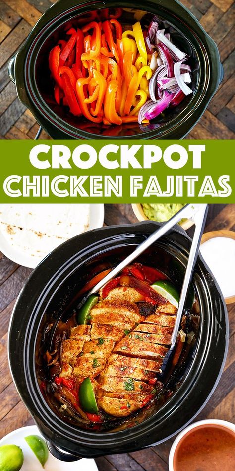 Slow Cooker Healthy, Crockpot Fajitas, Crockpot Recipes Mexican, Chicken Fajitas Crockpot, Chicken Crockpot Recipes Healthy, Slow Cooker Dinner Recipes, Chicken Crockpot Recipes Easy, Chicken Fajita Recipe, Easy Crockpot Chicken