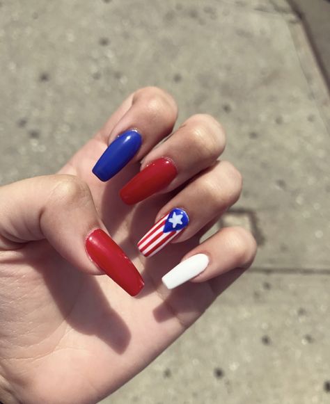 Puerto Rican . Nails . Red . White . Blue . Gel Polish . Acrylic . PR . Flag . Star . Puerto Rico . Island . Spanish . Latina . Designs . Pride #Nail #Nails #Red #White #Blue #NailArt #Design #Acrylic #Gel Puerto Rican Flag Nails, Puerto Rico Nails Designs, Puerto Rican Nails, Pink Salon Ideas, Puerto Rico Nails, Pride Nail, Vacation Nail Designs, Fierce Makeup, Plaid Nail Designs